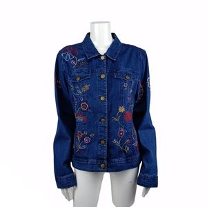Erin London Embroidered Denim Jacket Size Large